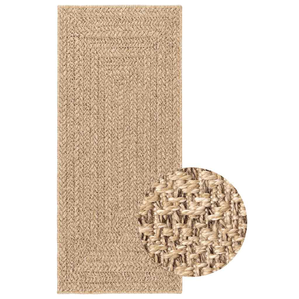 Tapis zizur 80x200 cm aspect de jute intérieur et extérieur