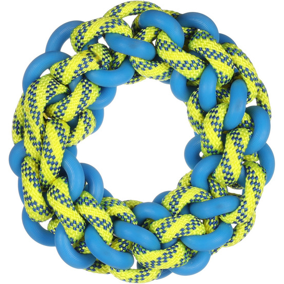 Jouet flottant anneau corde bleu & jaune ø 17 cm x 5 cm pour chien