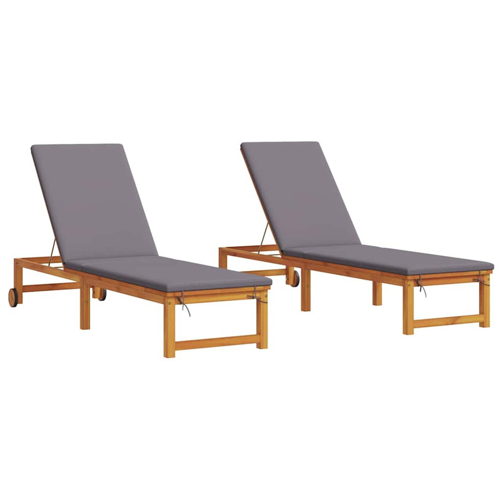 Transat 2 pcs marron 202 x 53 x 89 cm bois d'acacia massif
