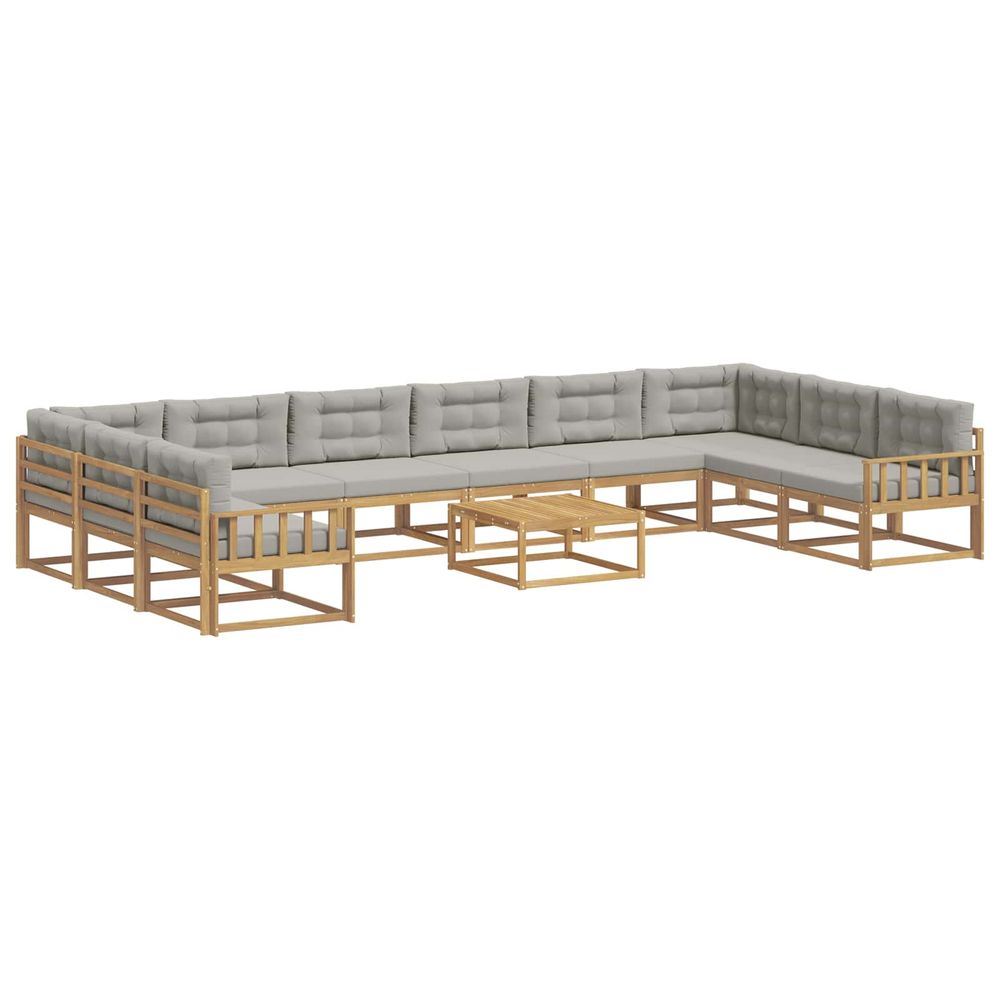 Ensemble de canapés d'extérieur 11 pc blanc et gris clair