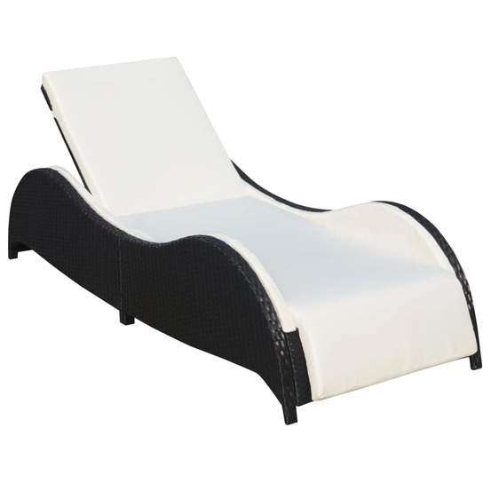 Chaise longue avec coussin résine tressée noir