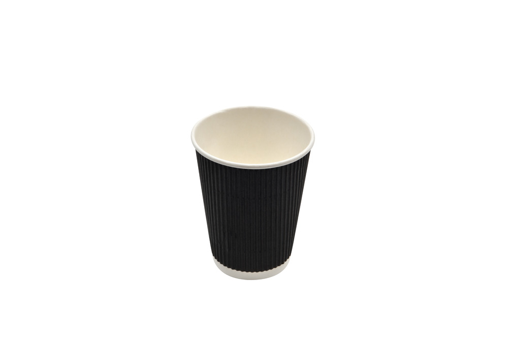 Gobelet en carton blanc double paroi ondulée noir - 500 unités - betik