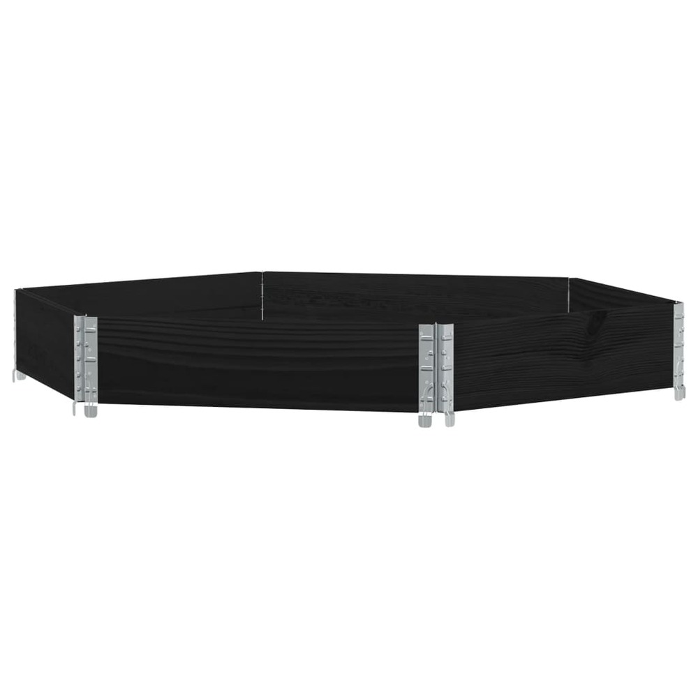 Jardinière bac lit surélevé plantes fleurs terrasse jardin hexagonale 160 x 160 cm bois de pin massif noir