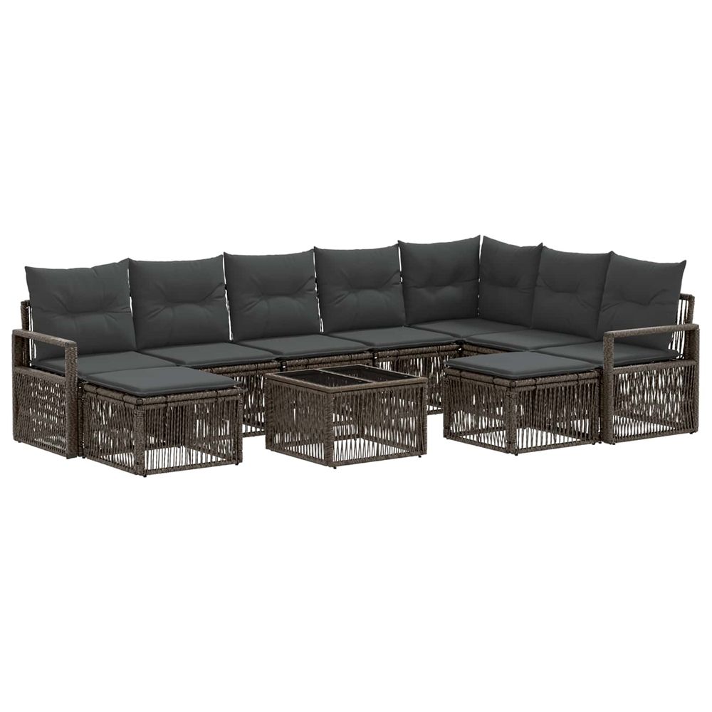 Ensemble de canapé de jardin 10 pc gris polyrotin