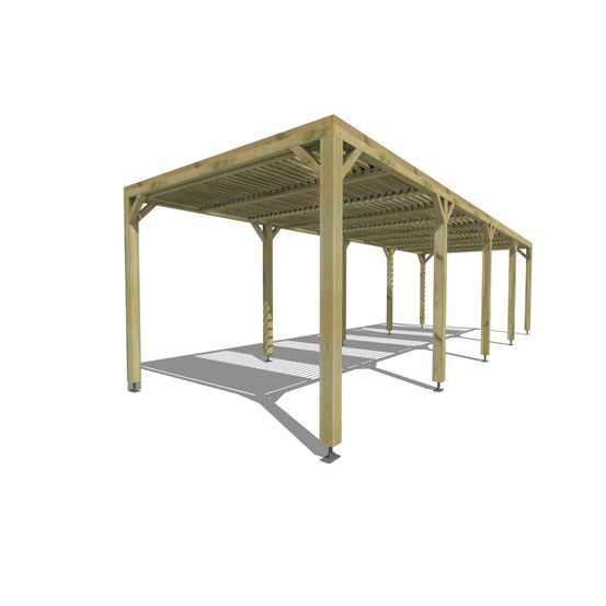 Pergola bois • 10m x 3m • indépendante • sens profondeur • lames orientables bioclimatiques incluses • livraison comprise