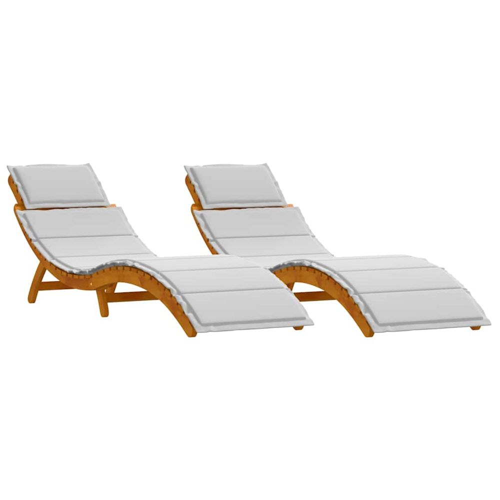 Transat 2 pc bois d'acacia massif gris clair