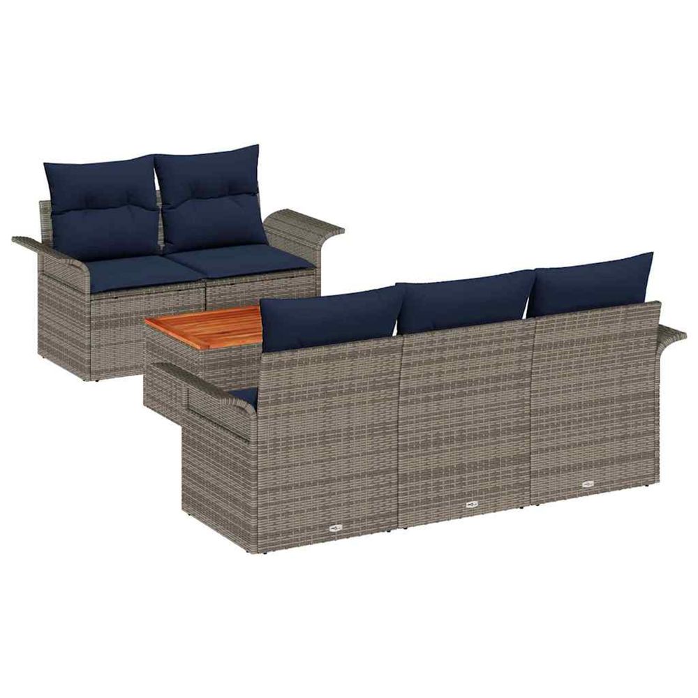 Ensemble de canapé de jardin 6 pc gris polyrotin