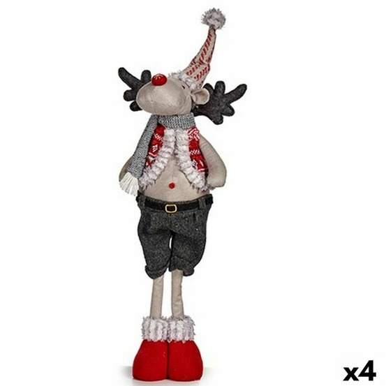 Figurine décorative renne de noël rouge gris polyester 13 x 65 x 18 cm (4 unités)
