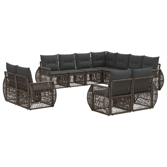 Ensemble de canapé de jardin 11 pcs gris et gris foncé