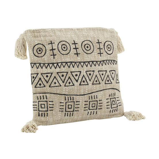 Coussin en jute et coton brodé