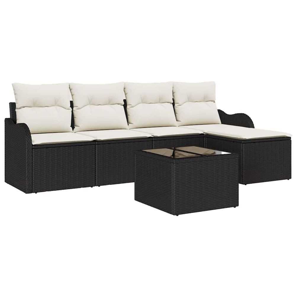 Ensemble de canapé de jardin 6 pc noir polyrotin