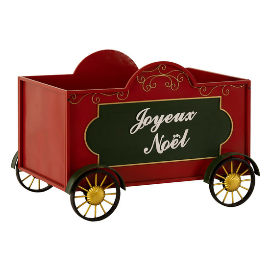 Déco de noël pour l'extérieur grand wagon en métal rouge et noir l 106 cm