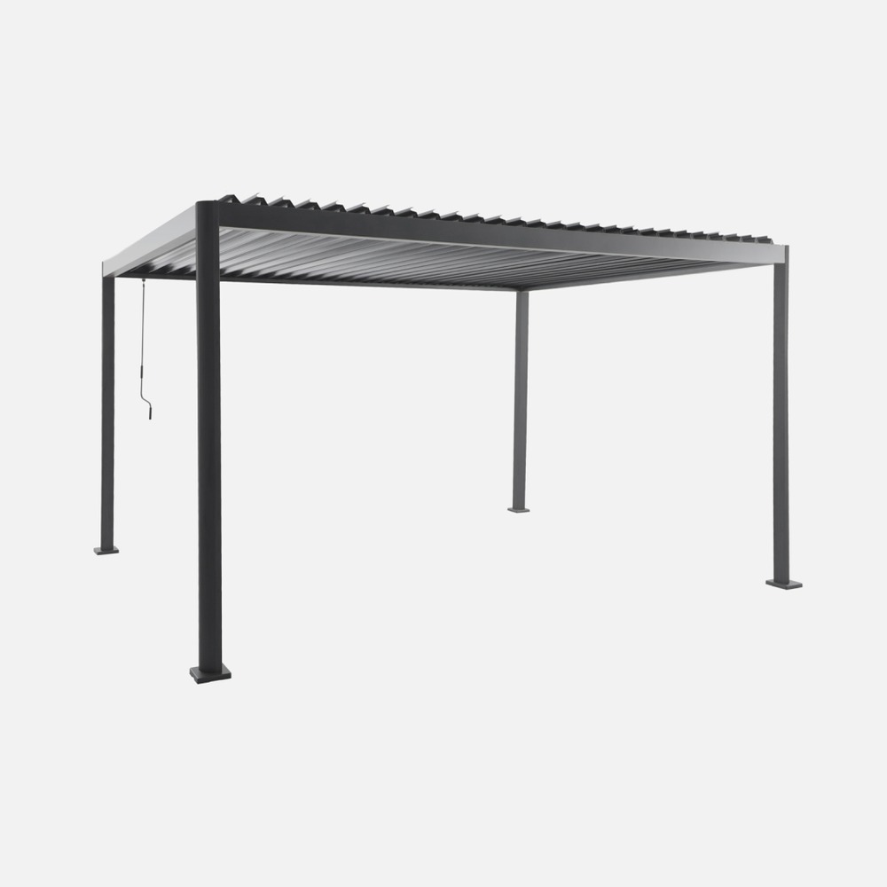 Pergola bioclimatique aux pieds arrondis aluminium et acier lames orientables 4x3m - imperial