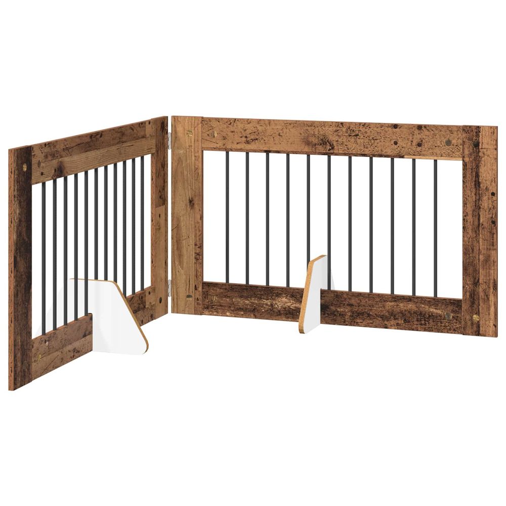 Porte de chien pliable avec supports 2 pc bois ancien 200,5 cm