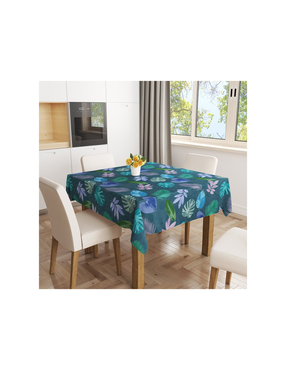 Toile cirée ovale 140x240cm tuvalu paon sur cintre - access deco