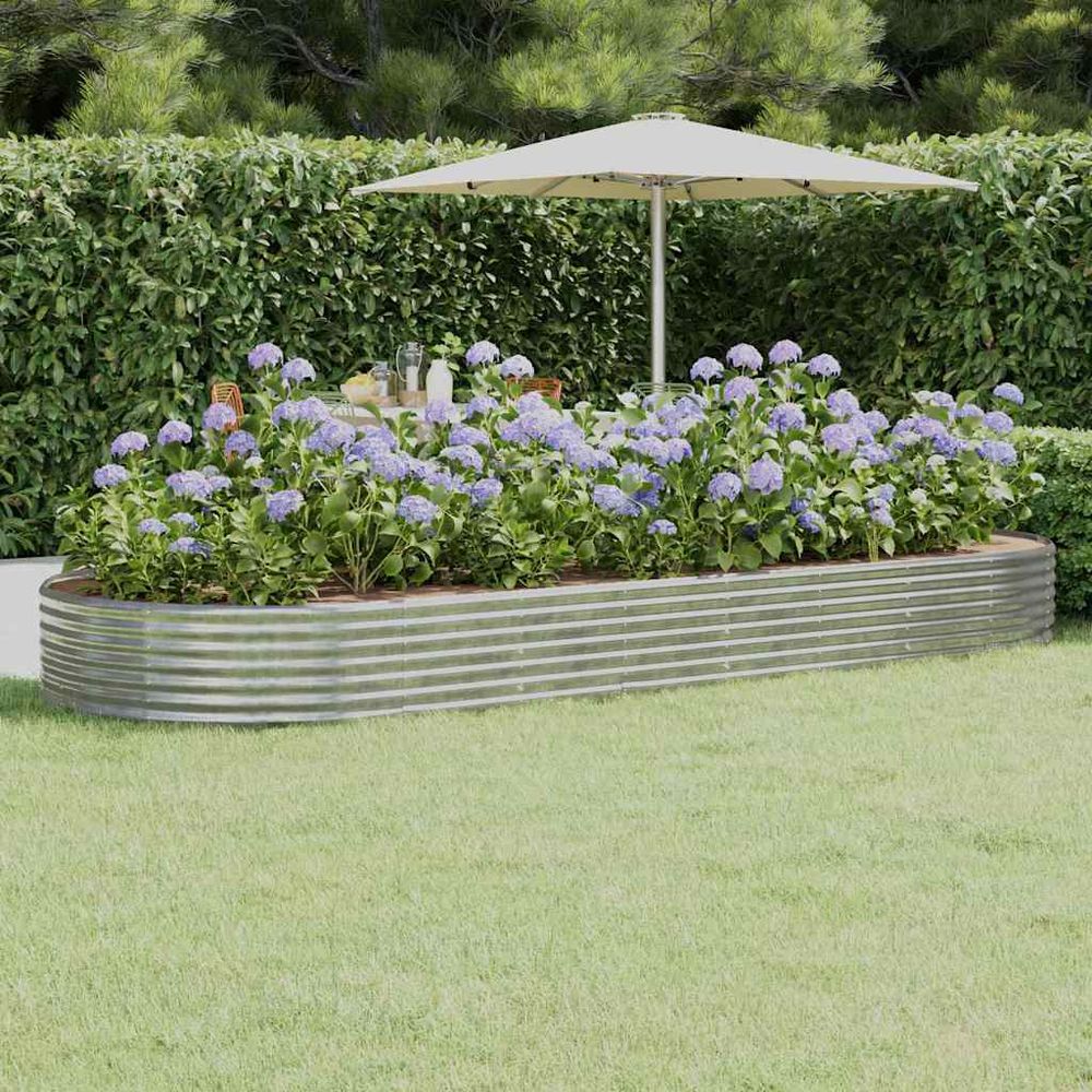 Jardinière surélevée acier galvanisé ovale pour potager 373x140x36 cm