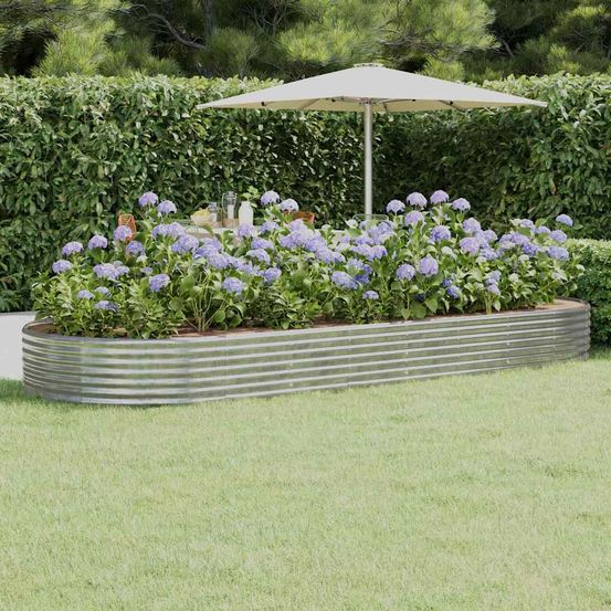 Jardinière surélevée acier galvanisé ovale pour potager 373x140x36 cm