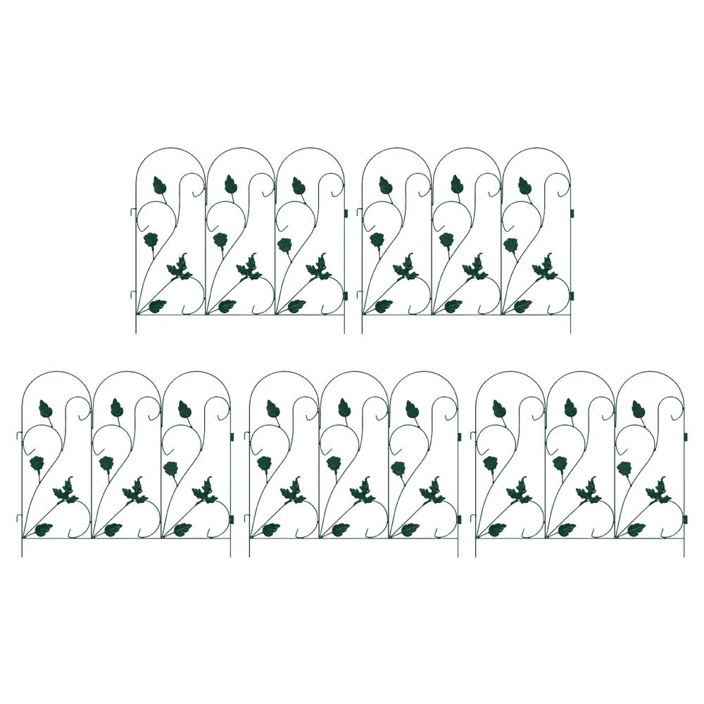 Clôture de jardin 5 pc acier vert