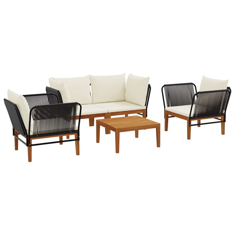 5 pc bois d'acacia massif et corde naturel