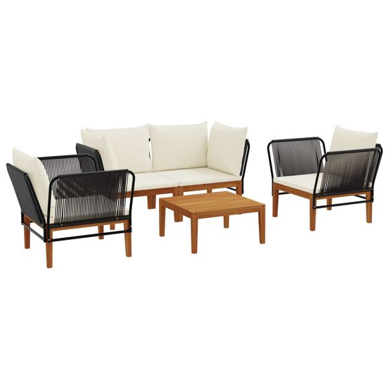 5 pc bois d'acacia massif et corde naturel