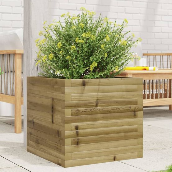 Jardinière carrée en pin traité pour jardin extérieur résistant 50x50cm