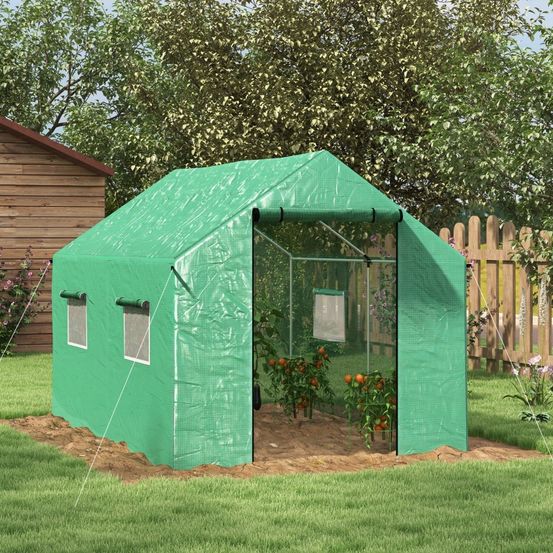 Serre tunnel de jardin pe et acier galvanisé 3 x 2 m verte pour plantes ventilation - comfortxl outdoor living