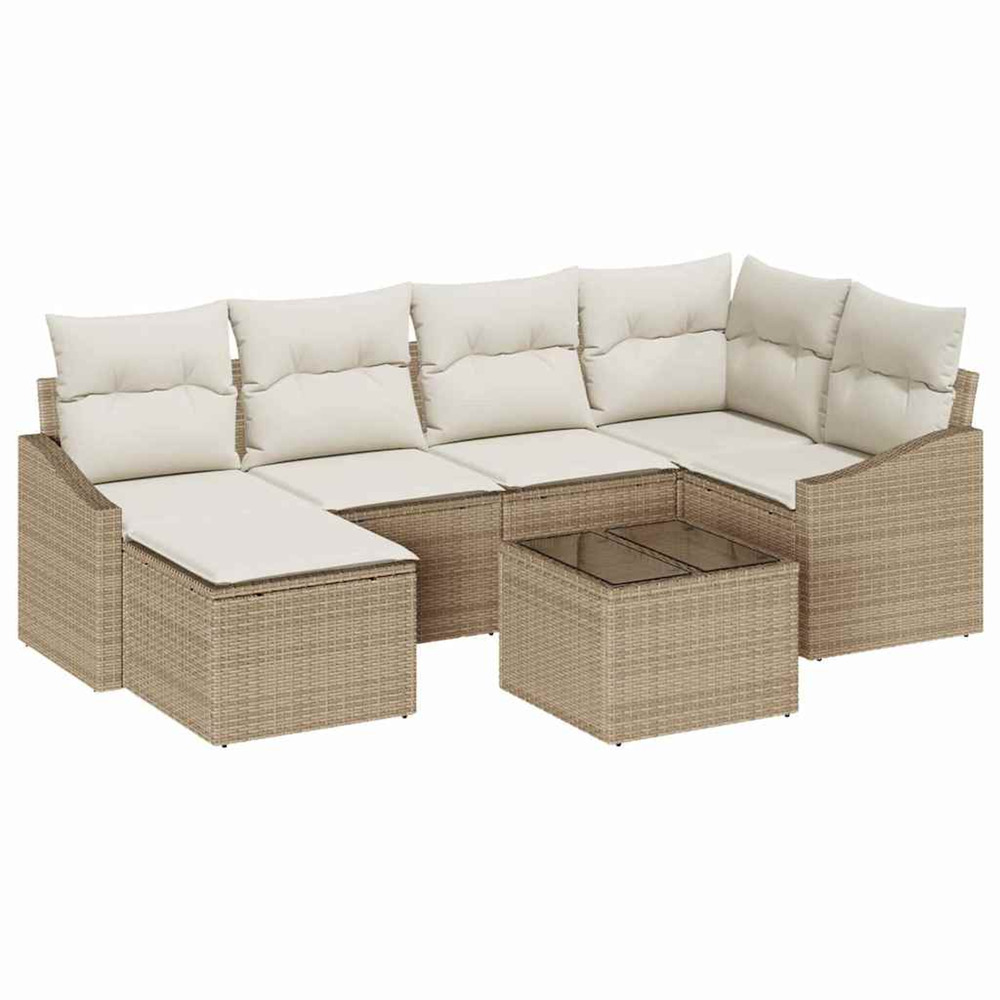 Ensemble de salle à manger pour jardin 7 pcs beige et crème