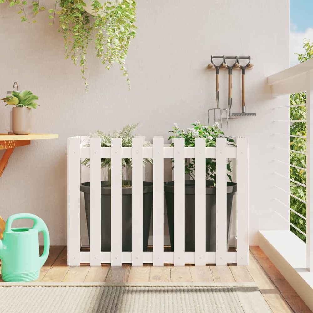 Potager surélevé très haut pin massif design clôture blanc 100x50x70 cm