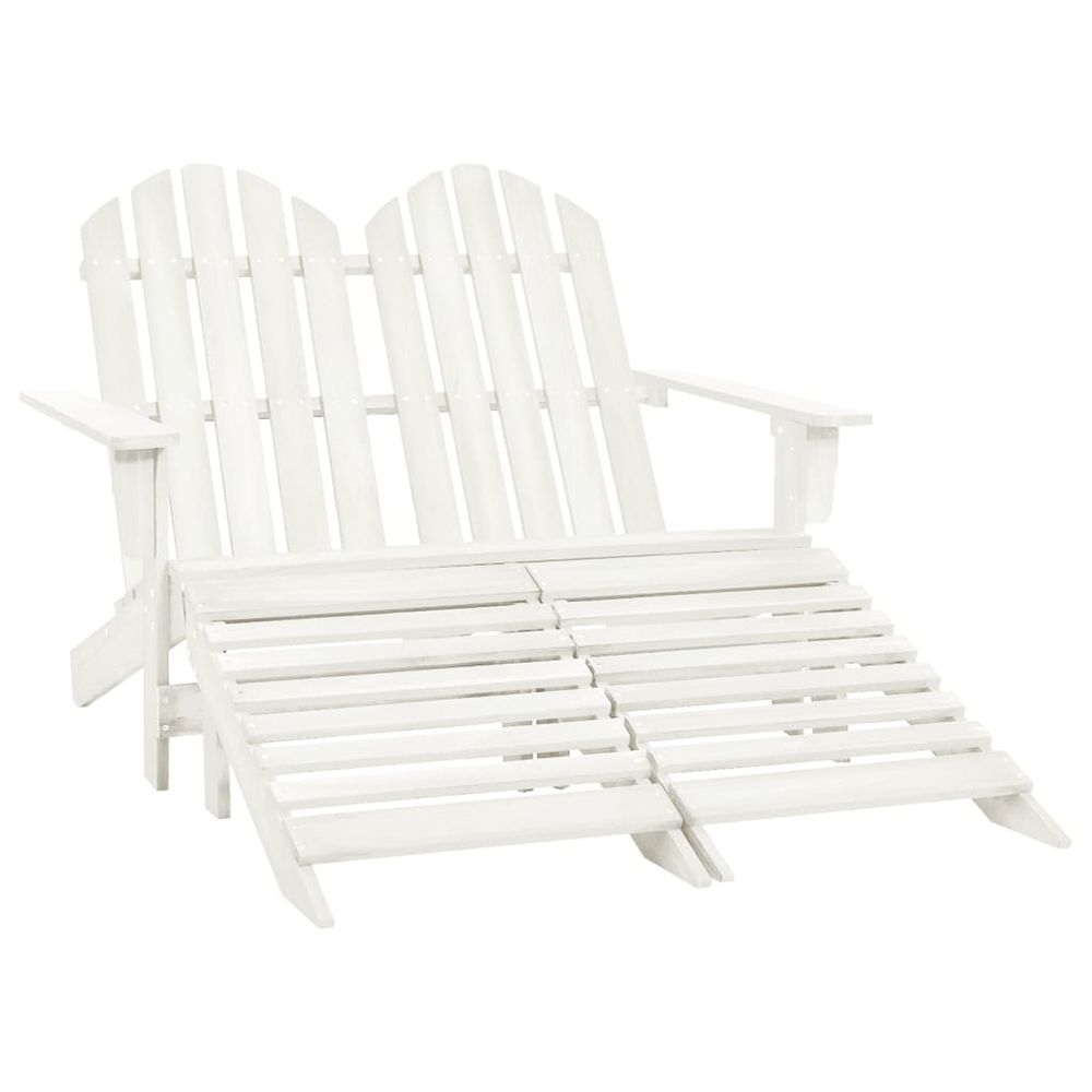Chaise de jardin adirondack 2 places et repose-pied sapin blanc