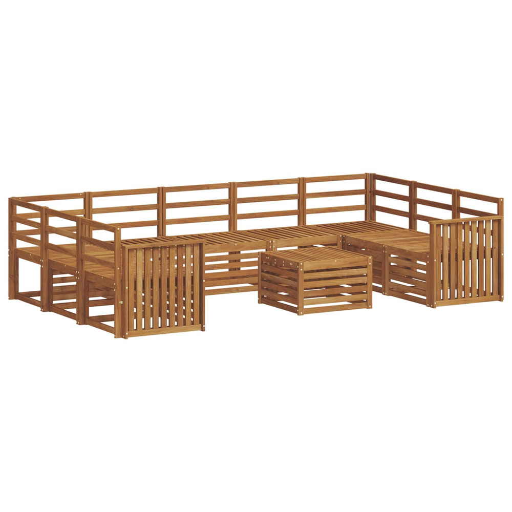 Ensembles de canapés 10 pcs naturel bois d'acacia massif