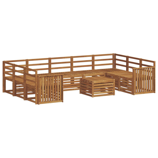 Ensembles de canapés 10 pcs naturel bois d'acacia massif
