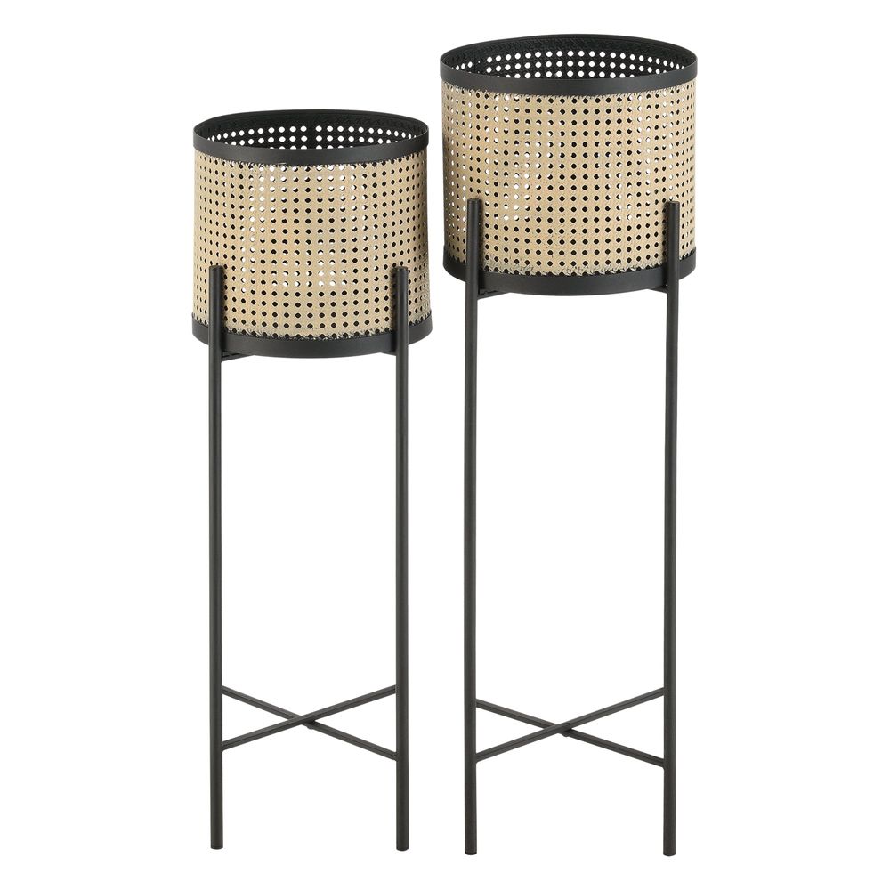 Lot de 2 supports de plante colfontaine métal tailles différentes noir sable