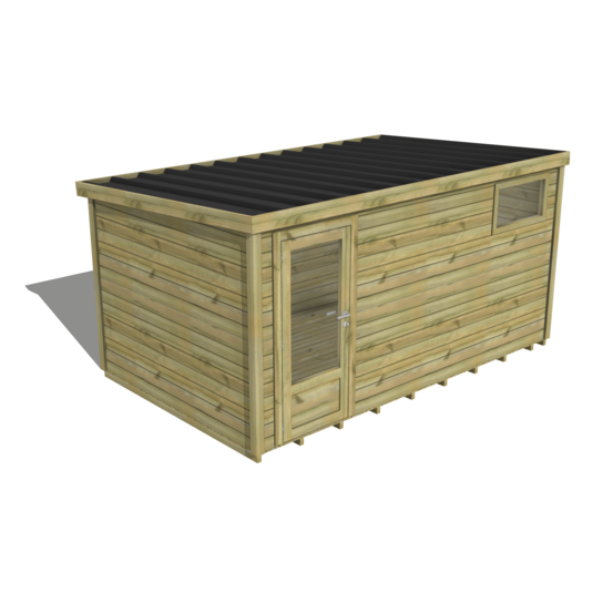 Abri de jardin bois pin traité autoclave 27mm - essentiel - 4,34x2,64m / 11m2 - bac acier - plancher bois