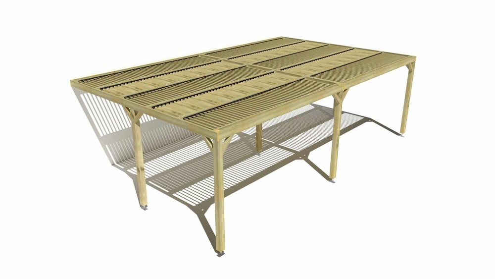 Pergola bois • 8m x 5m • adossée • sens largeur • lames orientables bioclimatiques incluses • livraison comprise