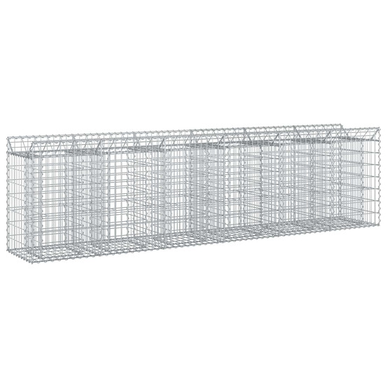 Lit surélevé gabion 2 pcs argenté 300 x 50 x 80 cm