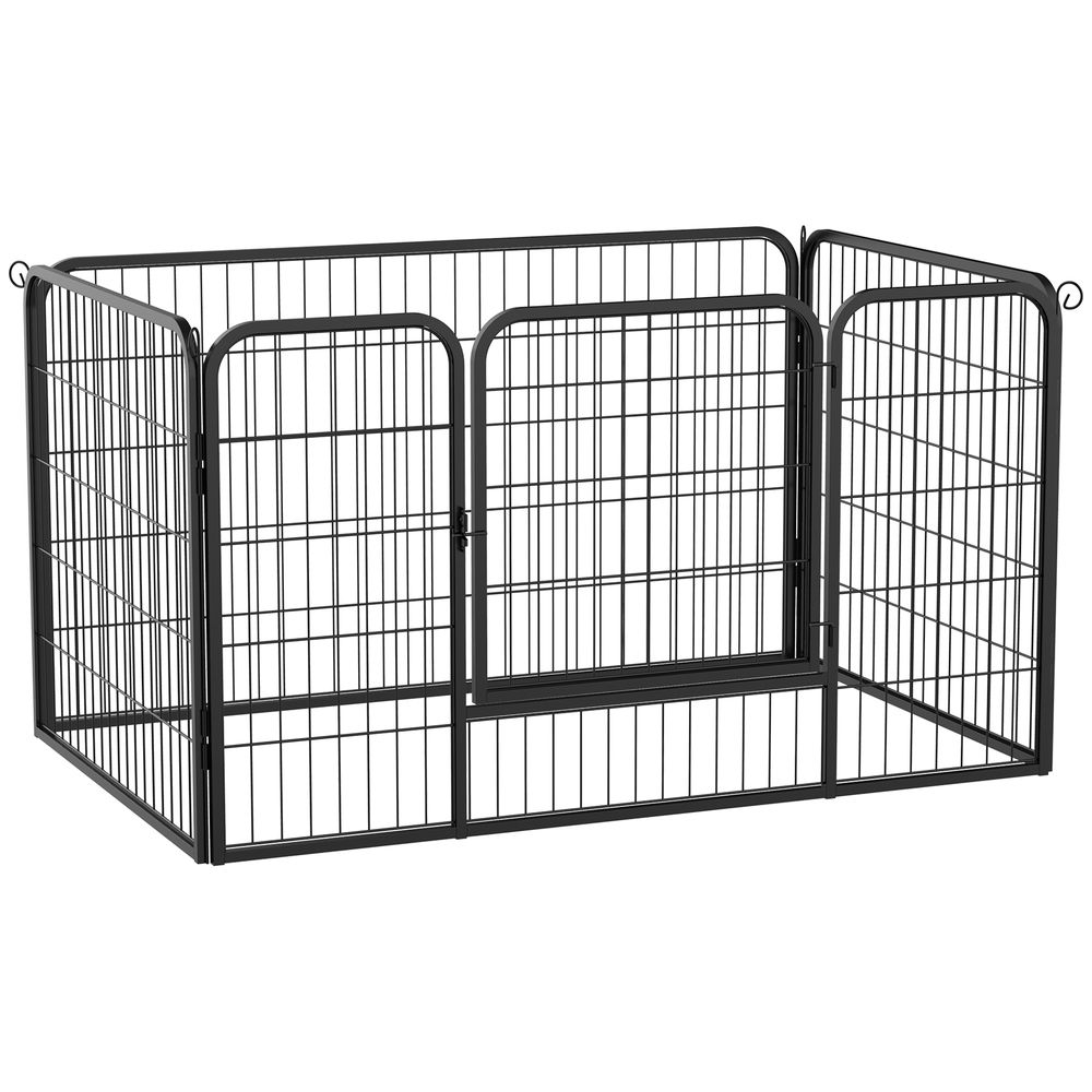 Parc pour chiens acier 125x80x70 cm noir intérieur extérieur double verrouillage