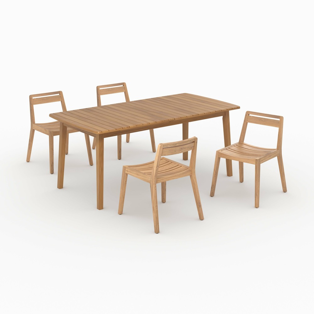 Alona-table extensible et chaises de jardin en bois 4 personnes