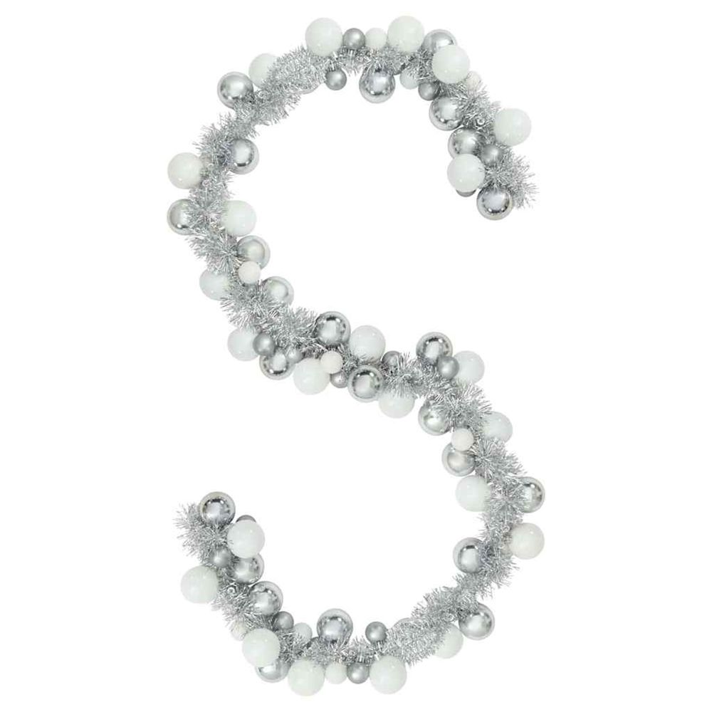 Guirlande de boules de noël blanc et argent 186 cm polystyrène