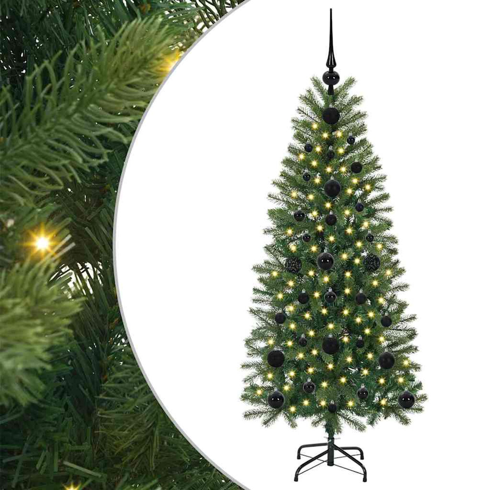 Sapin de noël artificiel avec 150 led vert 120 cm pe et pvc