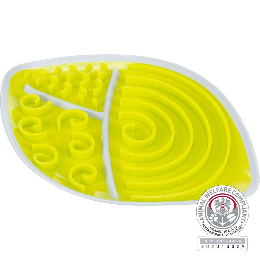 Assiette à lécher 28 x 21cm ovale jaune pour chien