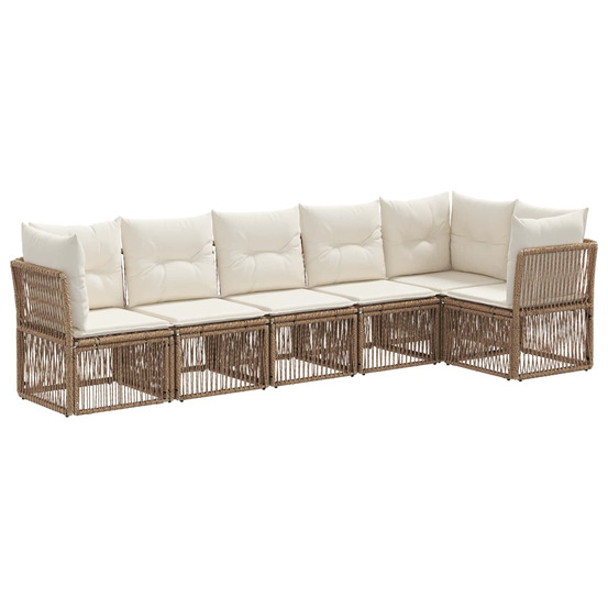 Ensemble de canapé de jardin 6 pcs beige polyrotin