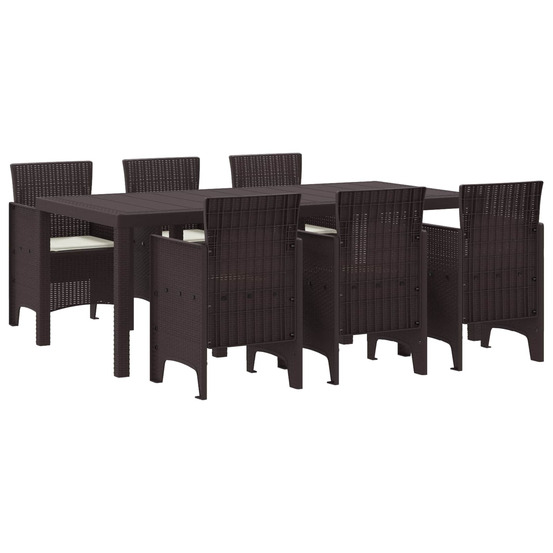 Ensemble de salle à manger pour jardin 7 pcs marron rattan polt