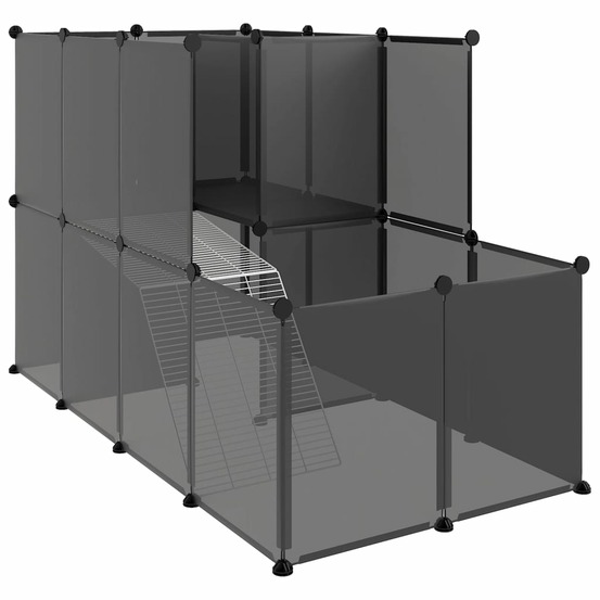 Cage pour petits animaux 142 x 74 x 93 cm pp et acier noir