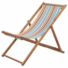 Chaise pliable de plage tissu et cadre en bois multicolore