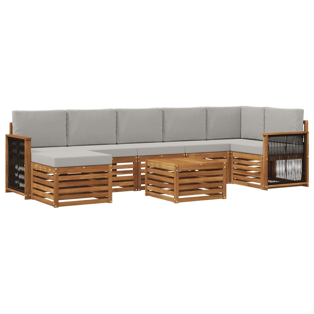 Ensemble de canapés d'extérieur 7 pc naturel et gris clair