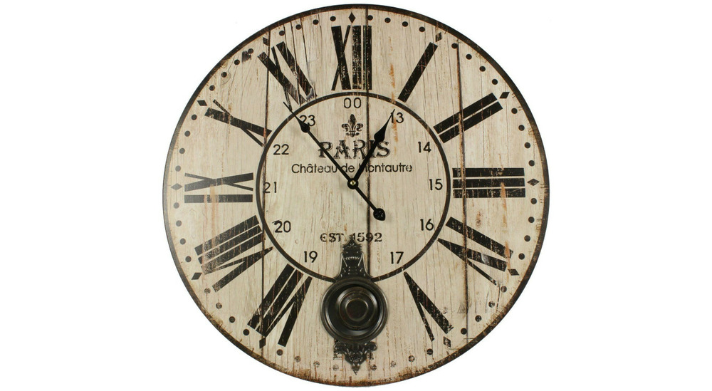 Horloge ancienne balancier paris château de monceau 58cm - bois - blanc