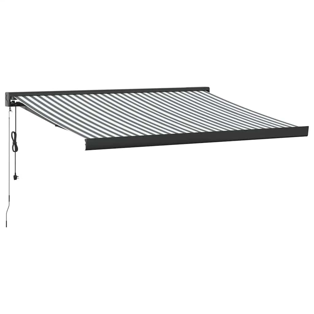 Auvent rétractable anthracite et blanc 3,5x2,5m tissu/aluminium