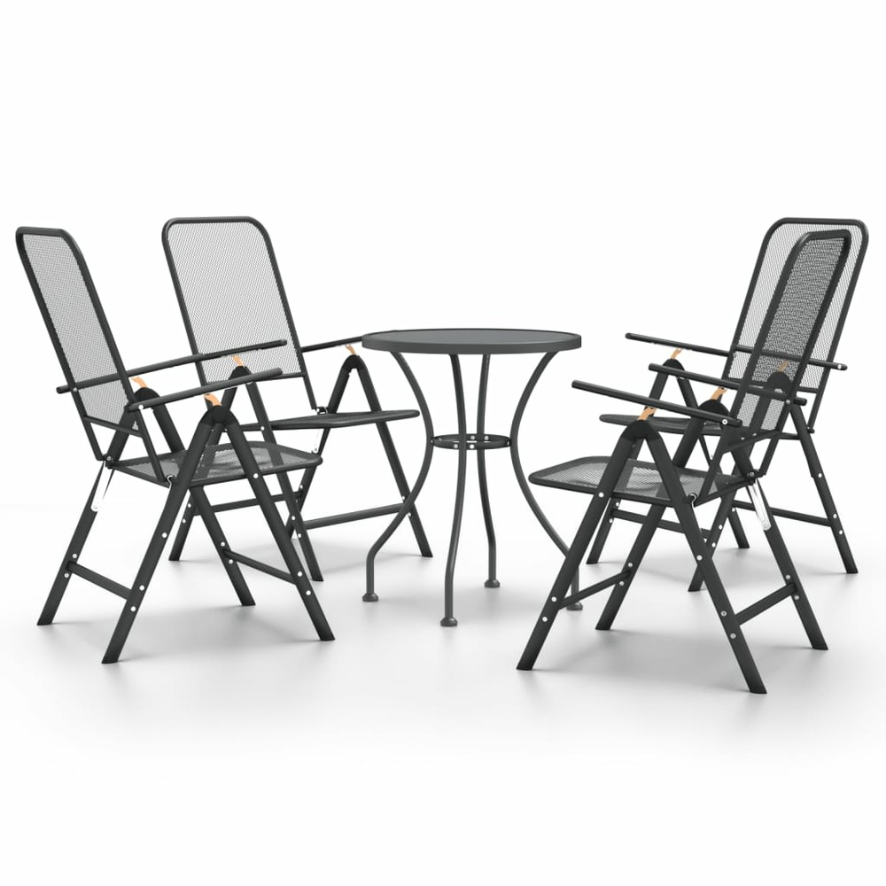 Ensemble à manger de jardin 5 pcs maille métal anthracite