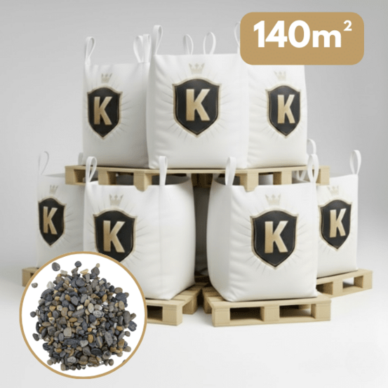Gravier roulé rivière gris 6/16 mm – pack 7 big bag +/- 1,5t – 140 m²