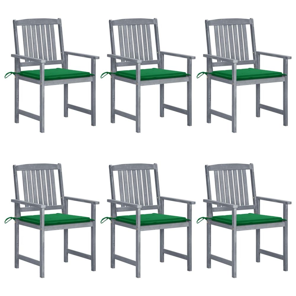 Chaises de jardin et coussins lot de 6 bois acacia massif gris